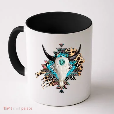 Aztec Bull Horns Pattern Design Coffee Mug