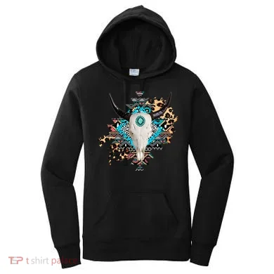 Aztec Bull Horns Pattern Design Women's Hoodie