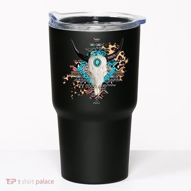 Aztec Bull Horns Pattern Design Tumbler