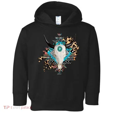 Aztec Bull Horns Pattern Design Toddler Hoodie