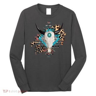 Aztec Bull Horns Pattern Design Long Sleeve Shirt