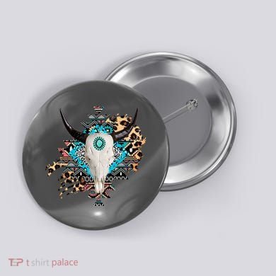 Aztec Bull Horns Pattern Design Button