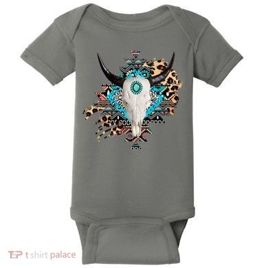 Aztec Bull Horns Pattern Design Baby Bodysuit