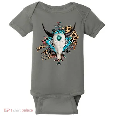 Aztec Bull Horns Pattern Design Baby Bodysuit