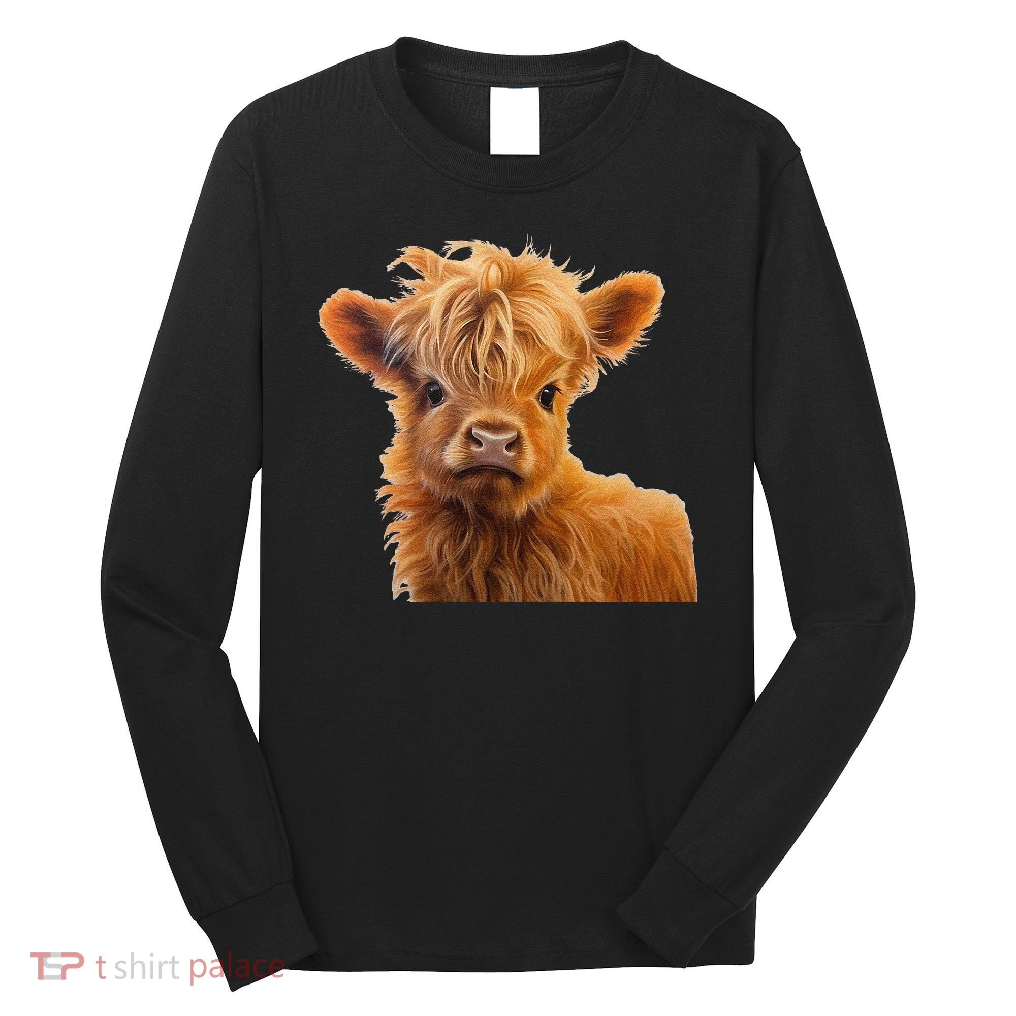Adorable Baby Highland Cow Calf Long Sleeve Shirt