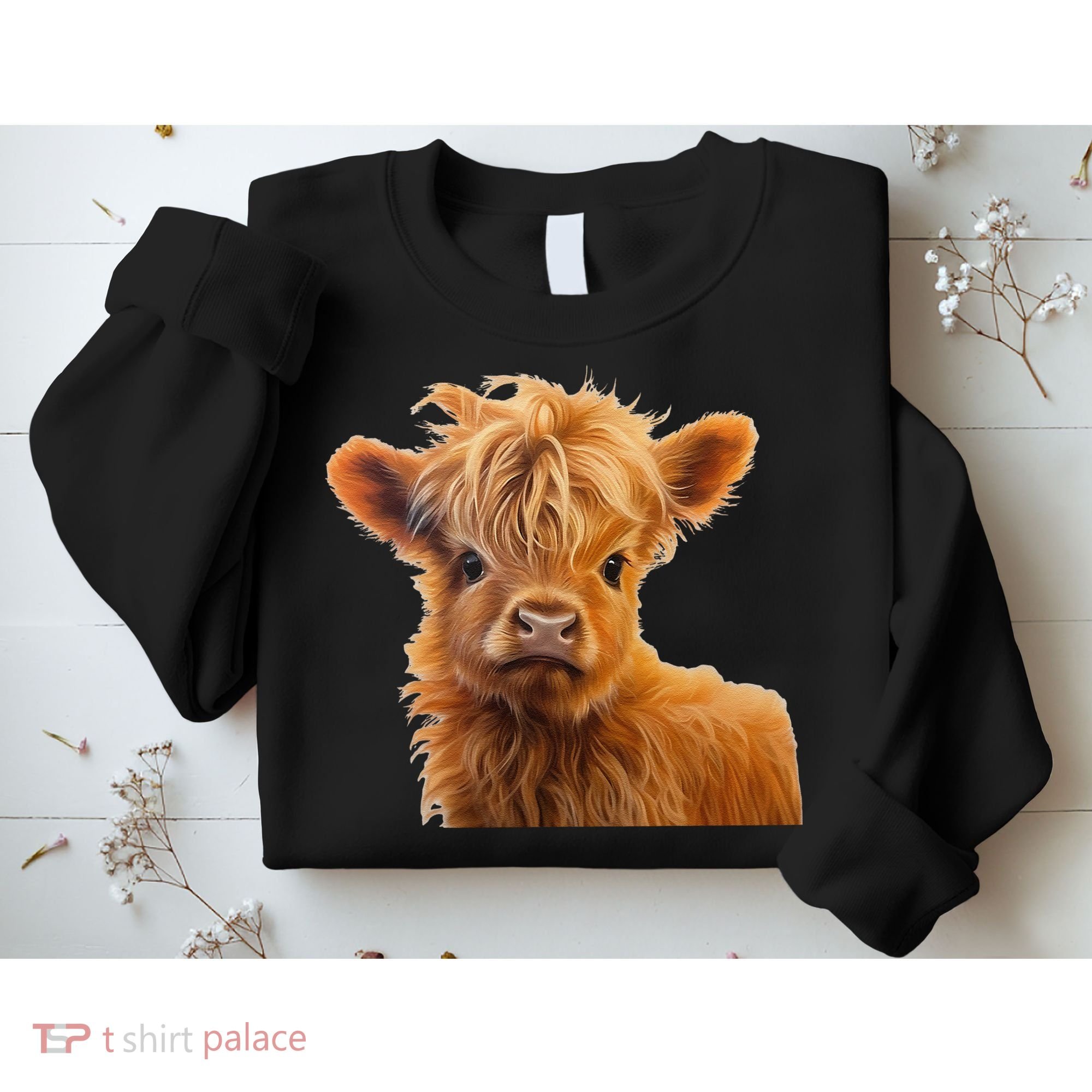 Adorable Baby Highland Cow Calf Sweatshirt