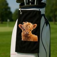 Adorable Baby Highland Cow Calf Golf Towel thumb 2