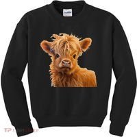Adorable Baby Highland Cow Calf Kids Sweatshirt thumb 0