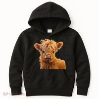 Adorable Baby Highland Cow Calf Kids Hoodie thumb 0