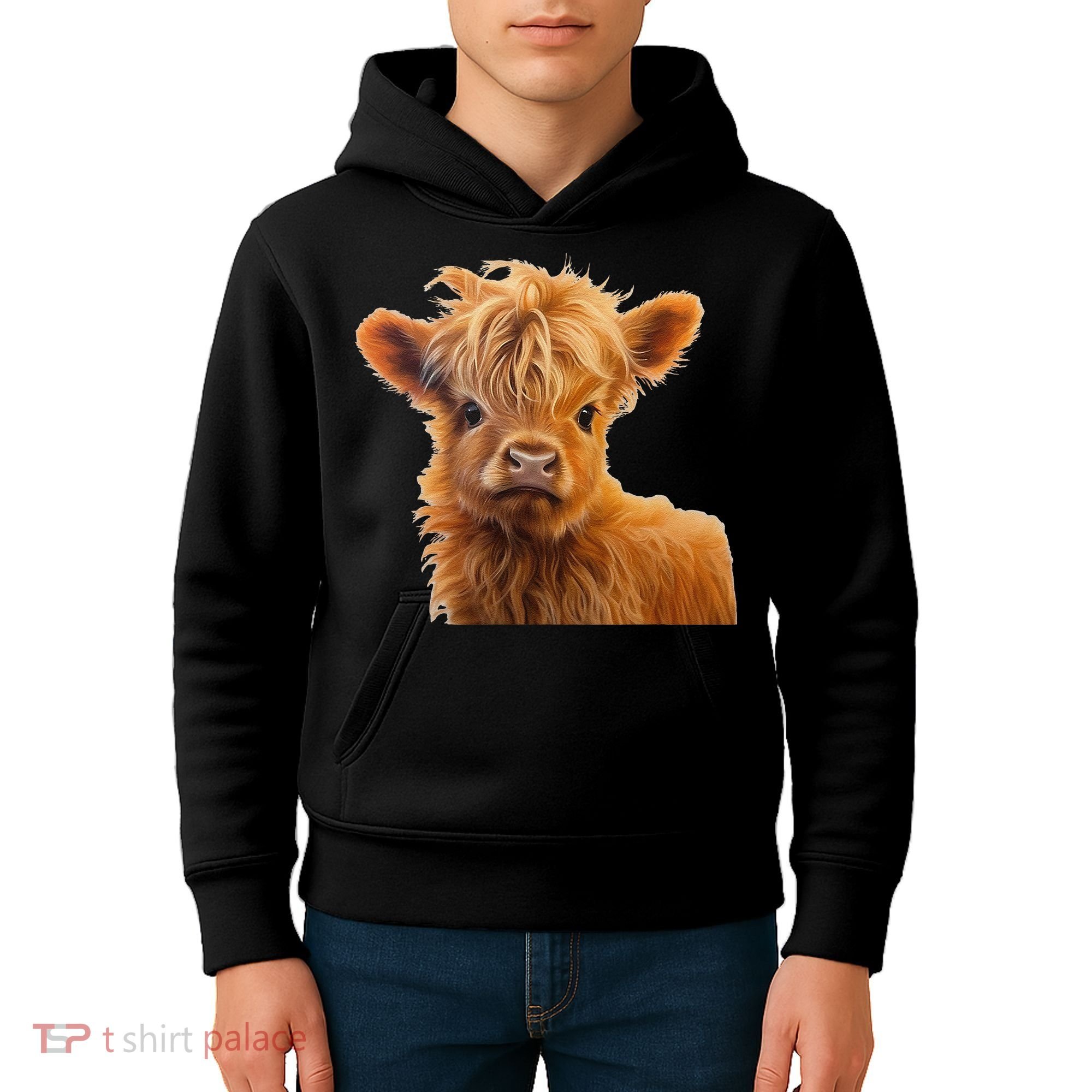 Adorable Baby Highland Cow Calf Kids Hoodie