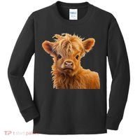 Adorable Baby Highland Cow Calf Kids Long Sleeve Shirt thumb 0