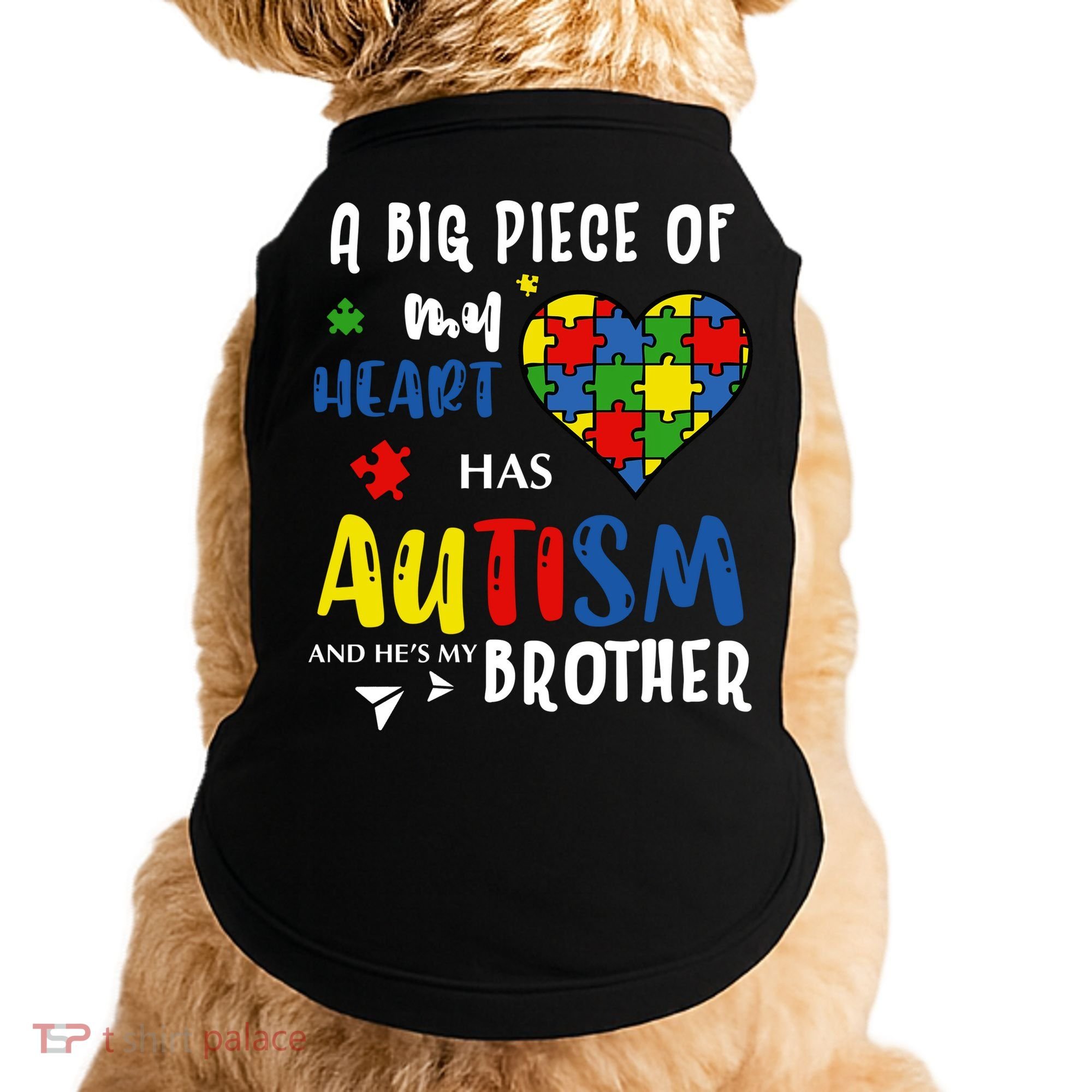 Autism Brother Heart Puzzle Autism Awareness Doggie Tank