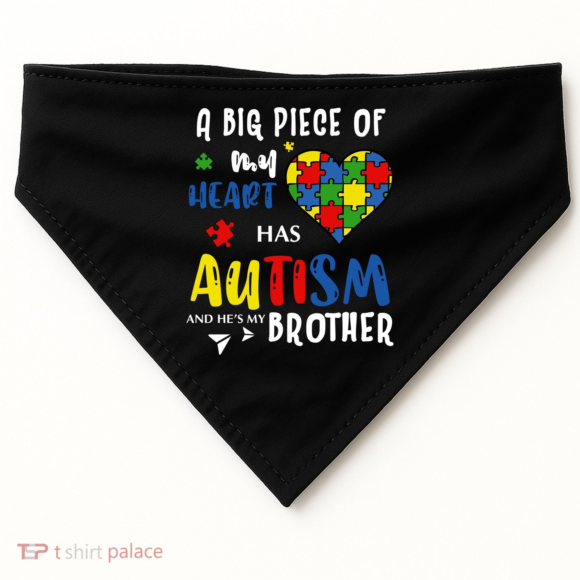 Autism Brother Heart Puzzle Autism Awareness USA-Made Doggie Bandana