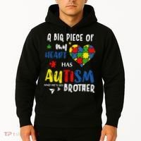Autism Brother Heart Puzzle Autism Awareness Hoodie thumb 2