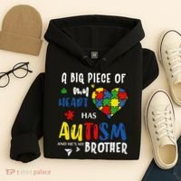 Autism Brother Heart Puzzle Autism Awareness Hoodie thumb 4