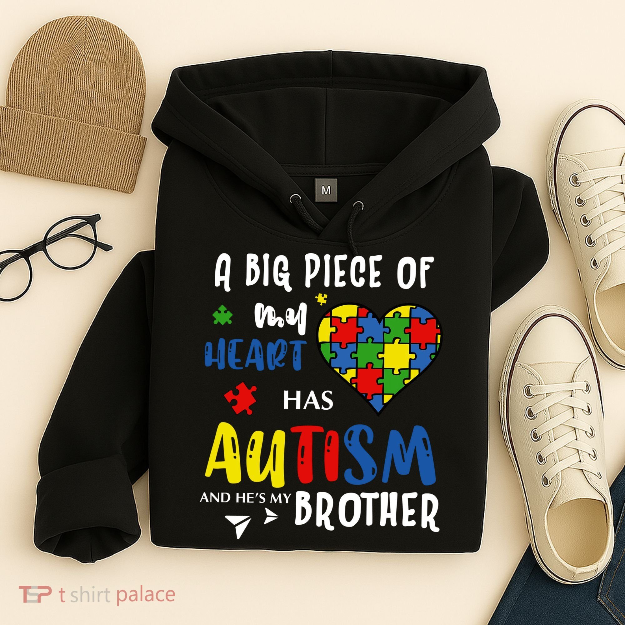Autism Brother Heart Puzzle Autism Awareness Hoodie