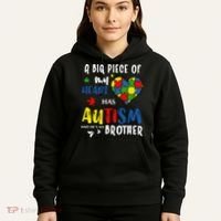 Autism Brother Heart Puzzle Autism Awareness Hoodie thumb 5