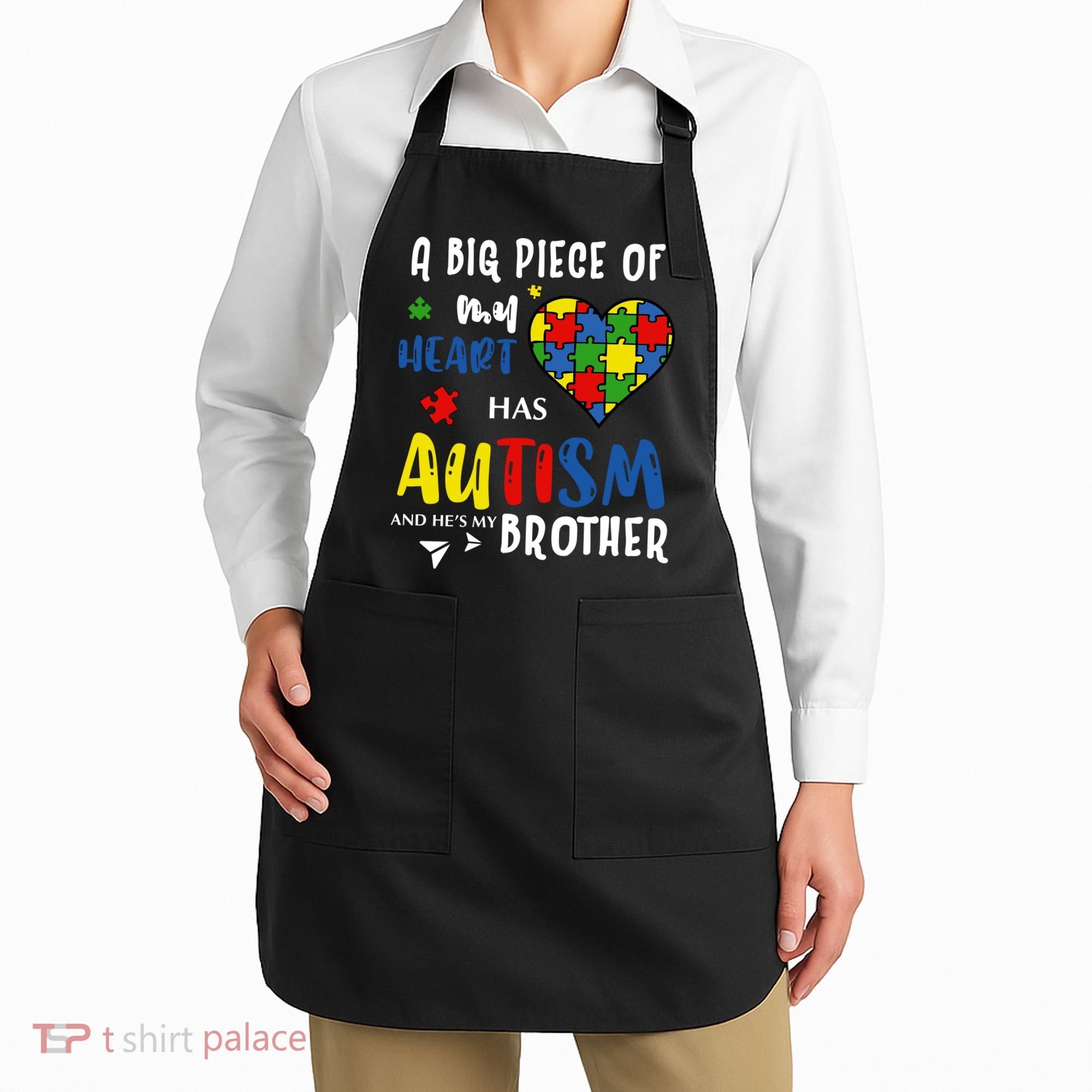 Autism Brother Heart Puzzle Autism Awareness Apron