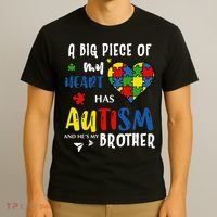 Autism Brother Heart Puzzle Autism Awareness T-Shirt thumb 3
