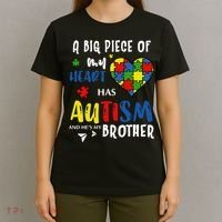 Autism Brother Heart Puzzle Autism Awareness T-Shirt thumb 4