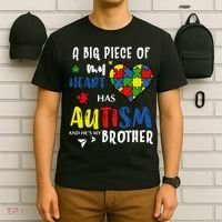 Autism Brother Heart Puzzle Autism Awareness T-Shirt thumb 6