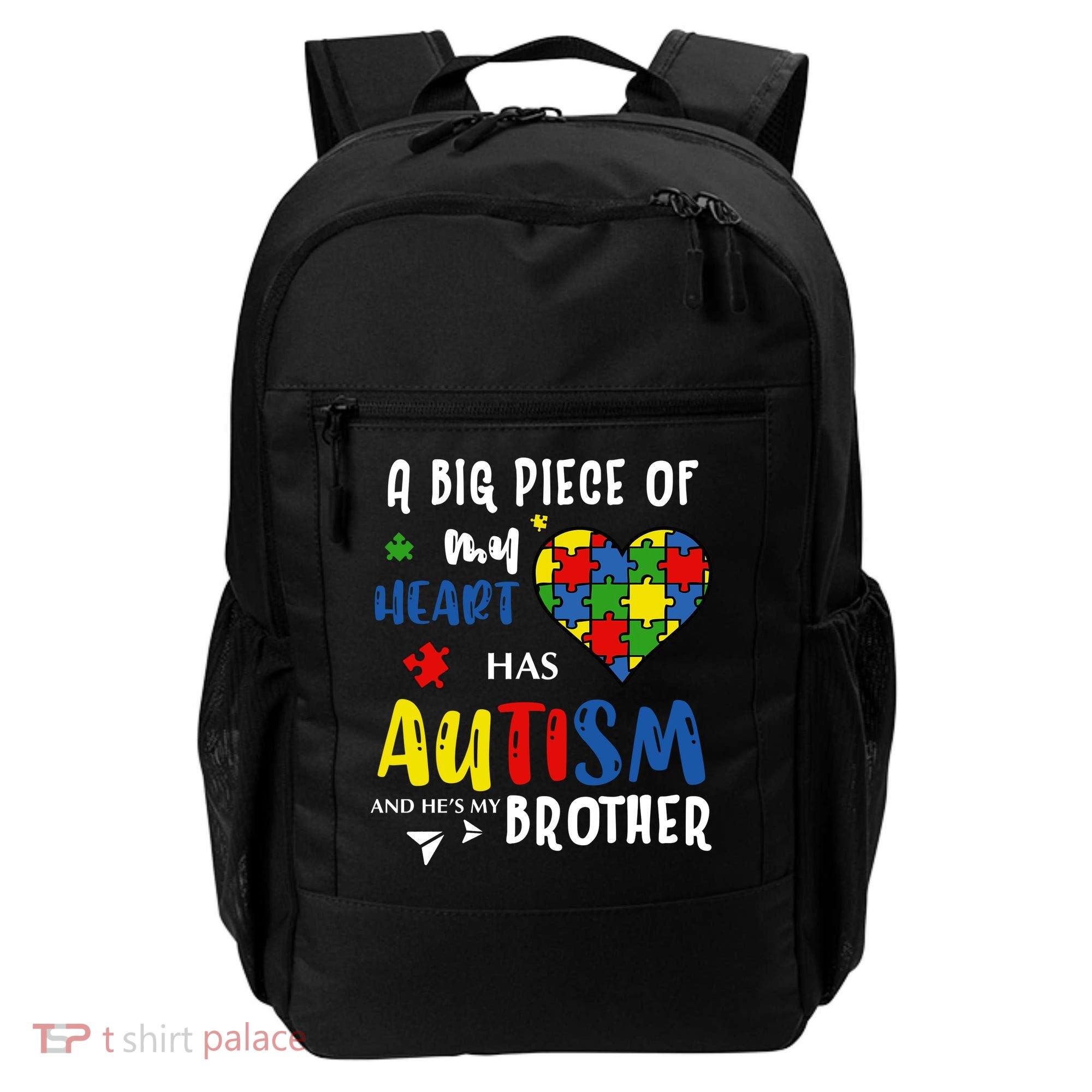 Autism Brother Heart Puzzle Autism Awareness Backpack