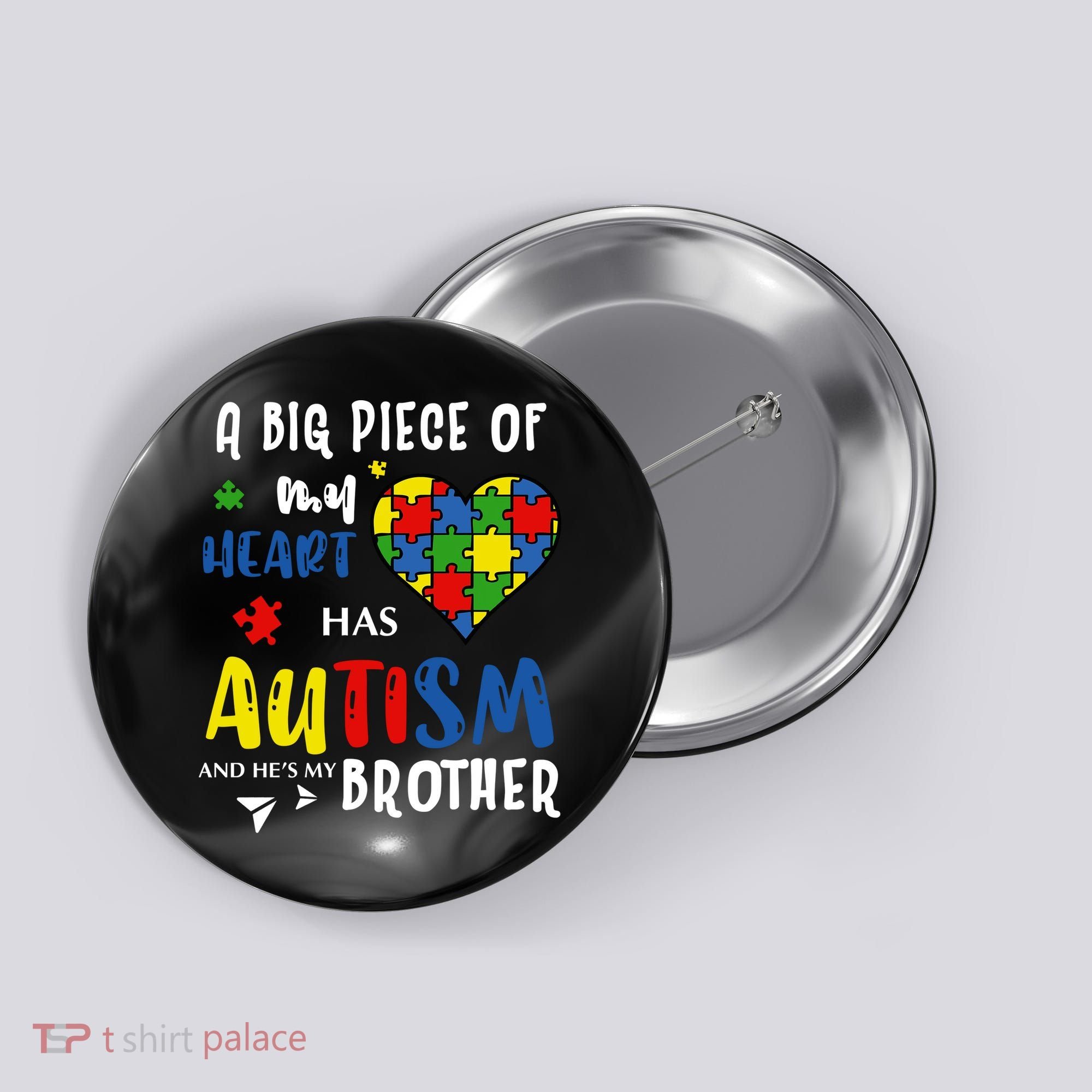 Autism Brother Heart Puzzle Autism Awareness Button