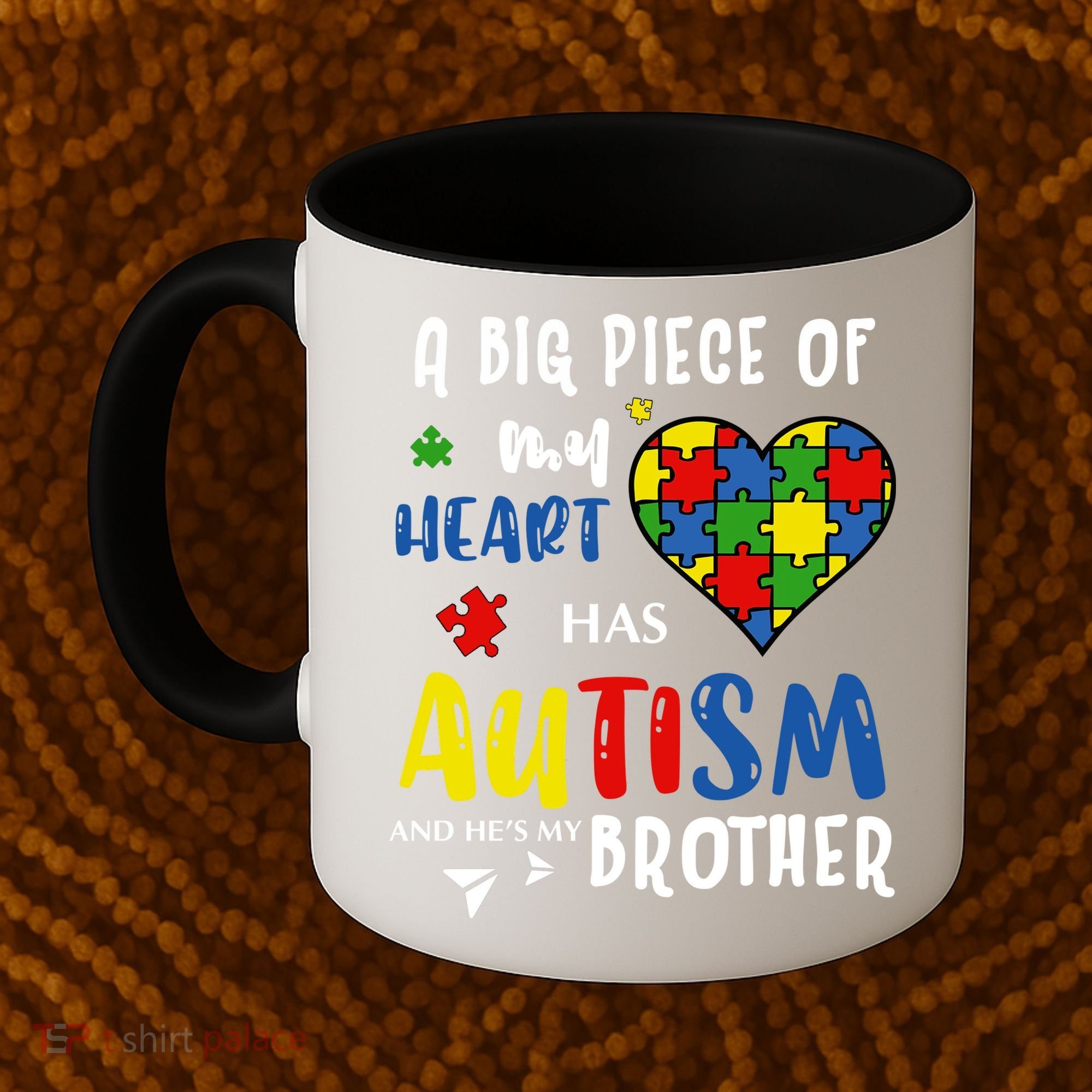 Autism Brother Heart Puzzle Autism Awareness Coffee Mug