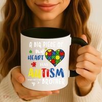 Autism Brother Heart Puzzle Autism Awareness Coffee Mug thumb 3