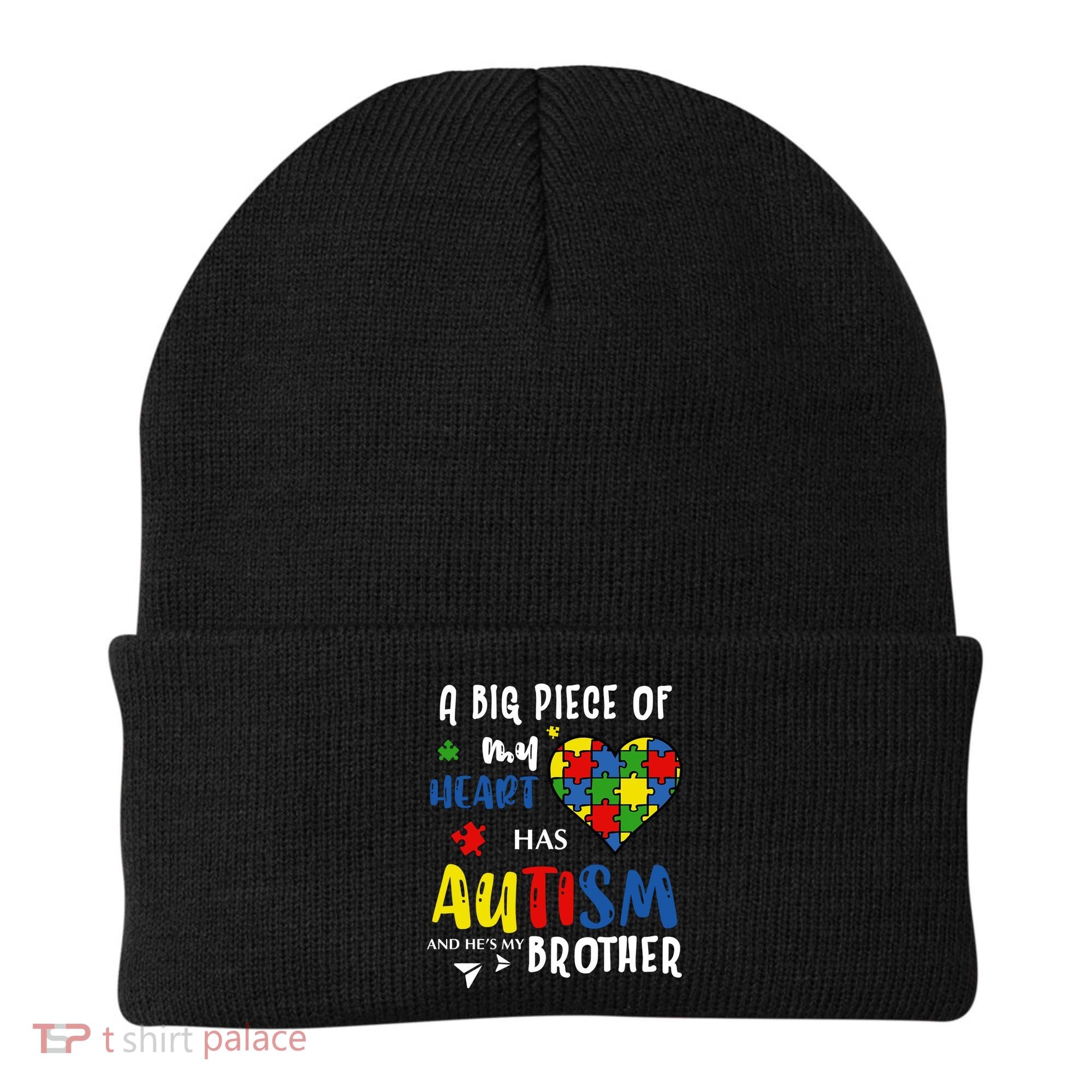 Autism Brother Heart Puzzle Autism Awareness Beanie