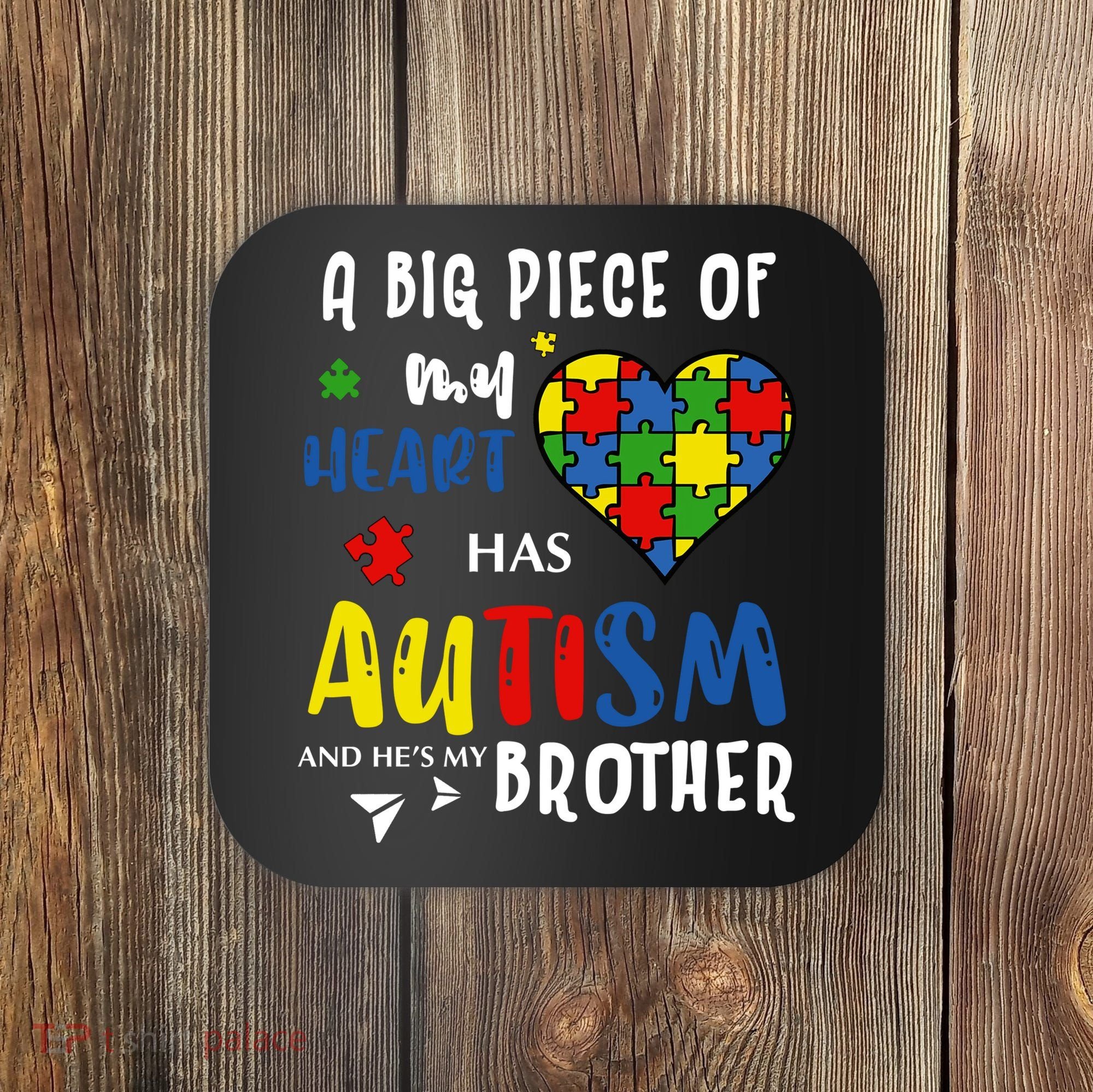 Autism Brother Heart Puzzle Autism Awareness Coaster