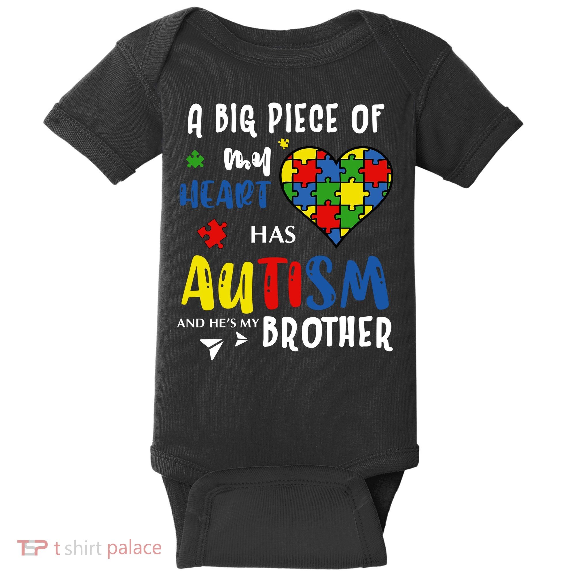Autism Brother Heart Puzzle Autism Awareness Baby Bodysuit