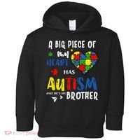 Autism Brother Heart Puzzle Autism Awareness Toddler Hoodie thumb 0