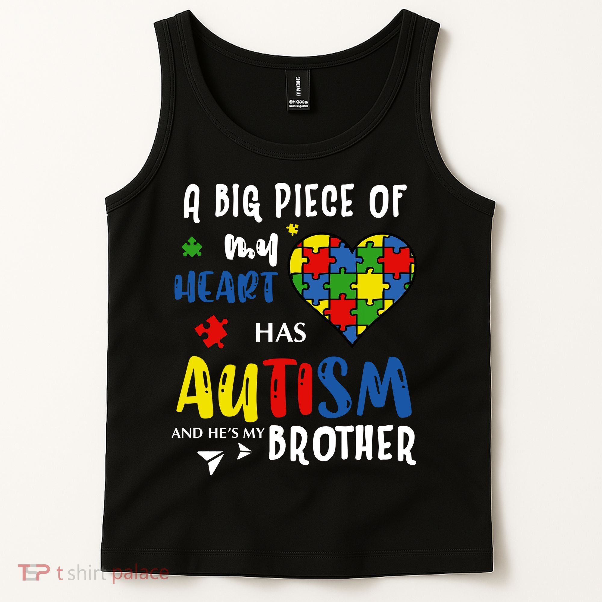 Autism Brother Heart Puzzle Autism Awareness Tank Top