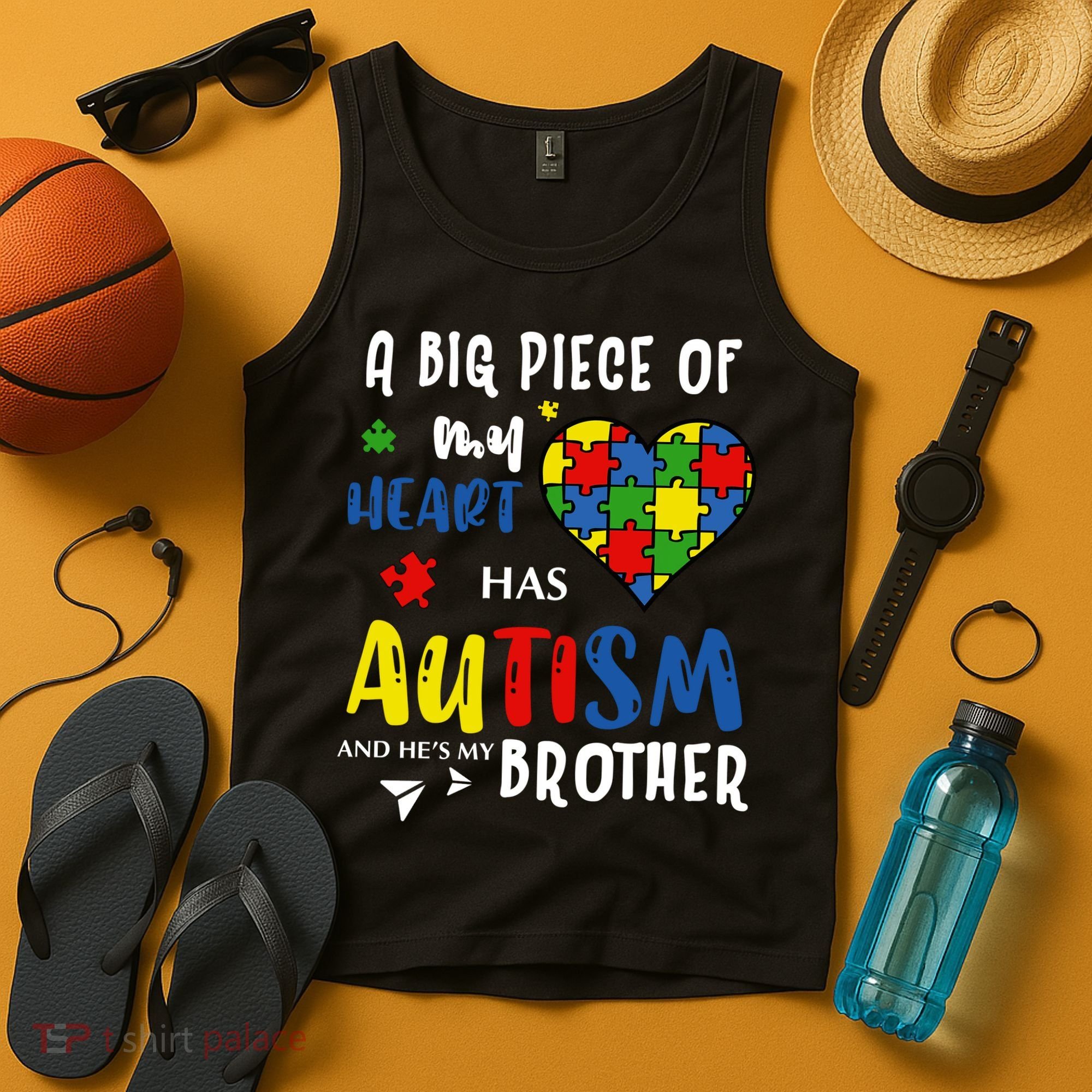 Autism Brother Heart Puzzle Autism Awareness Tank Top