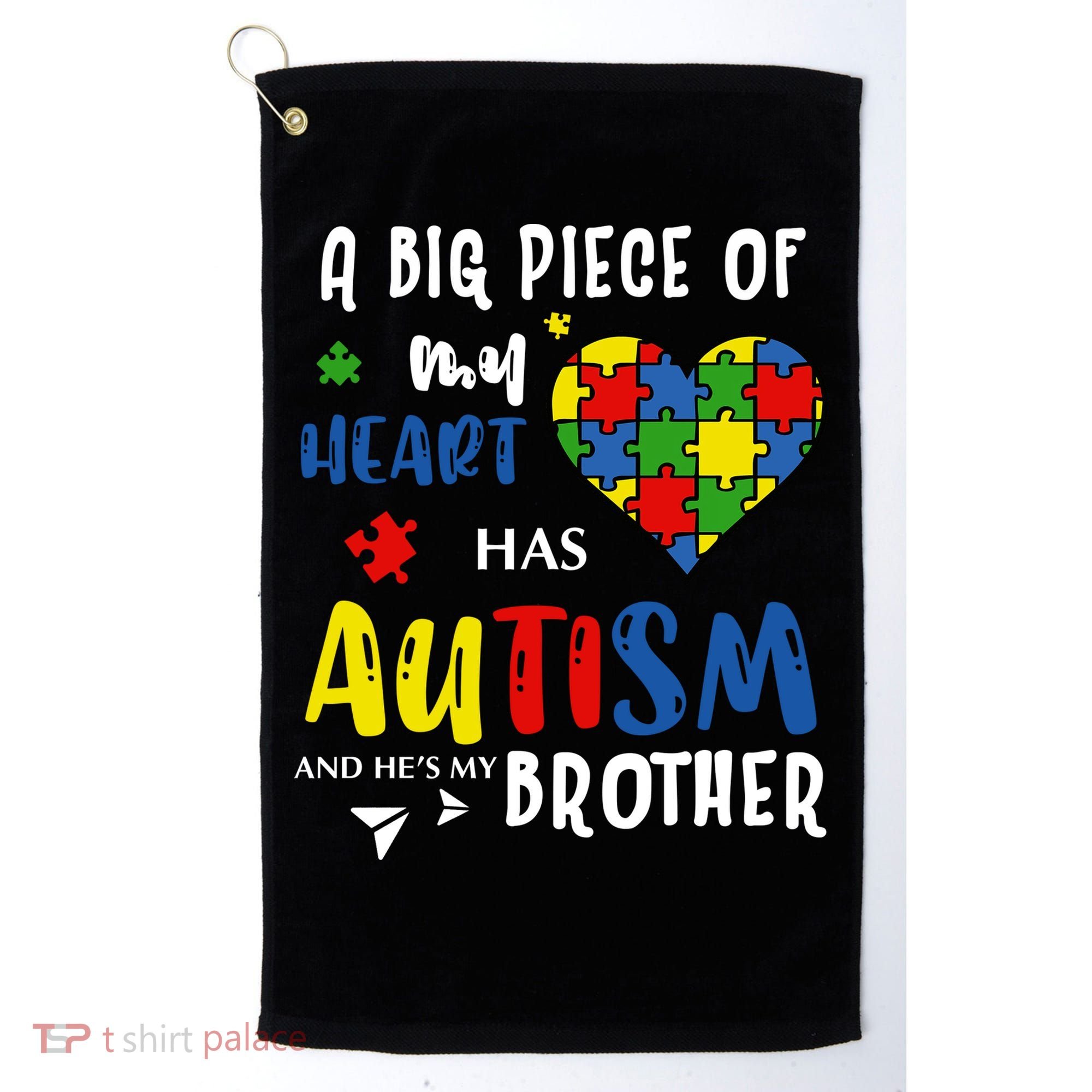 Autism Brother Heart Puzzle Autism Awareness Golf Towel