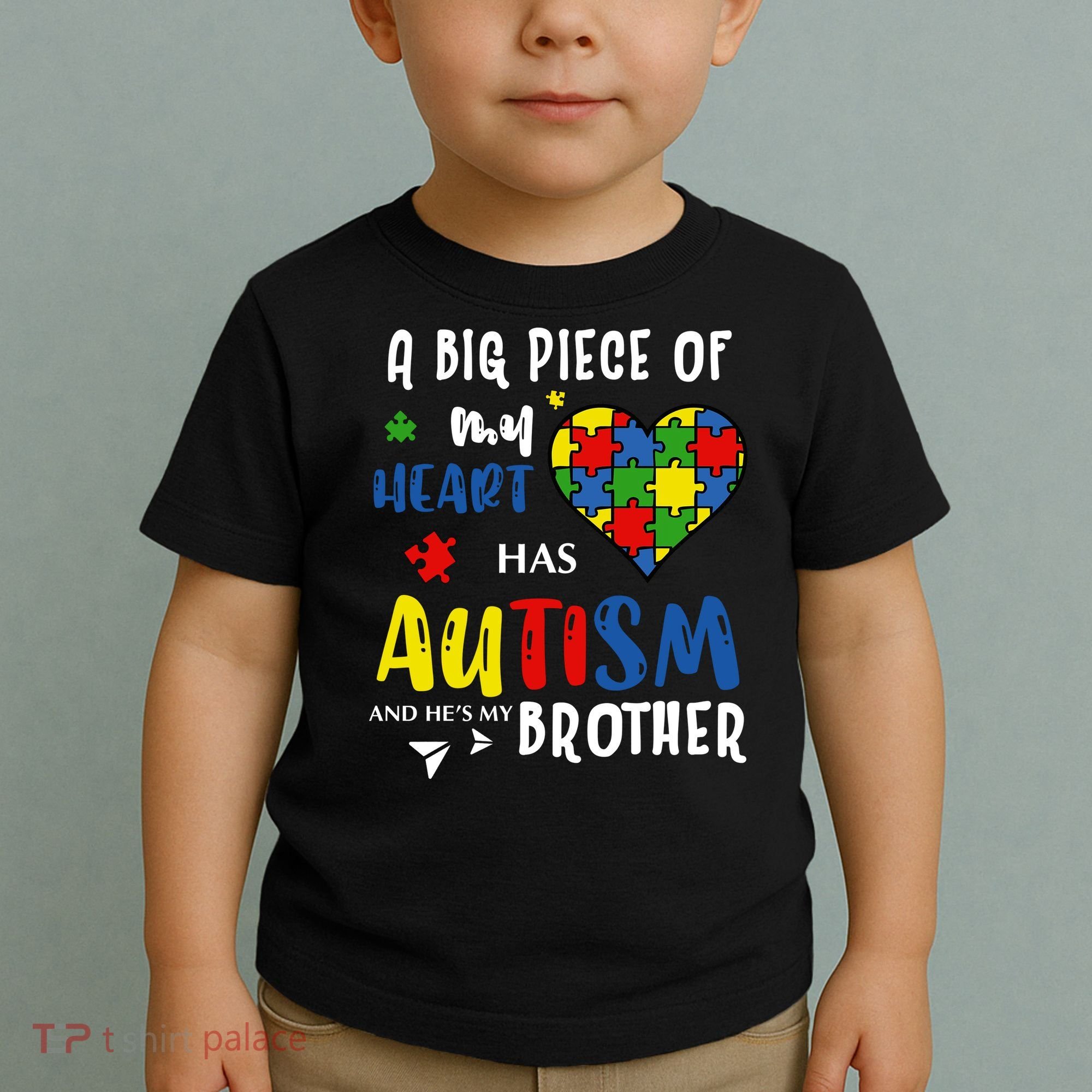 Autism Brother Heart Puzzle Autism Awareness Toddler T-Shirt