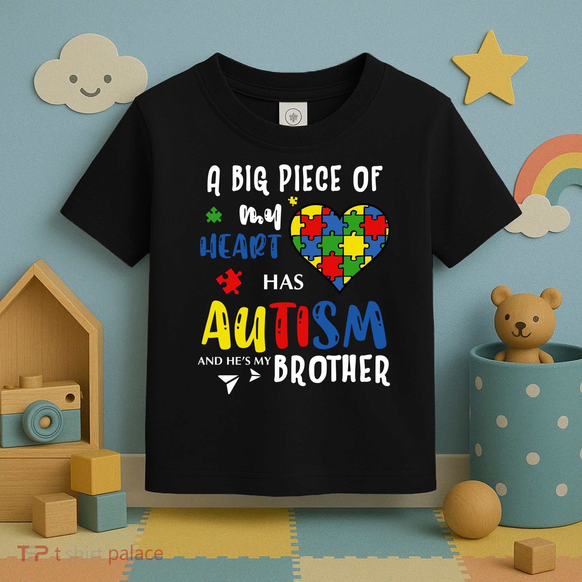 Autism Brother Heart Puzzle Autism Awareness Toddler T-Shirt