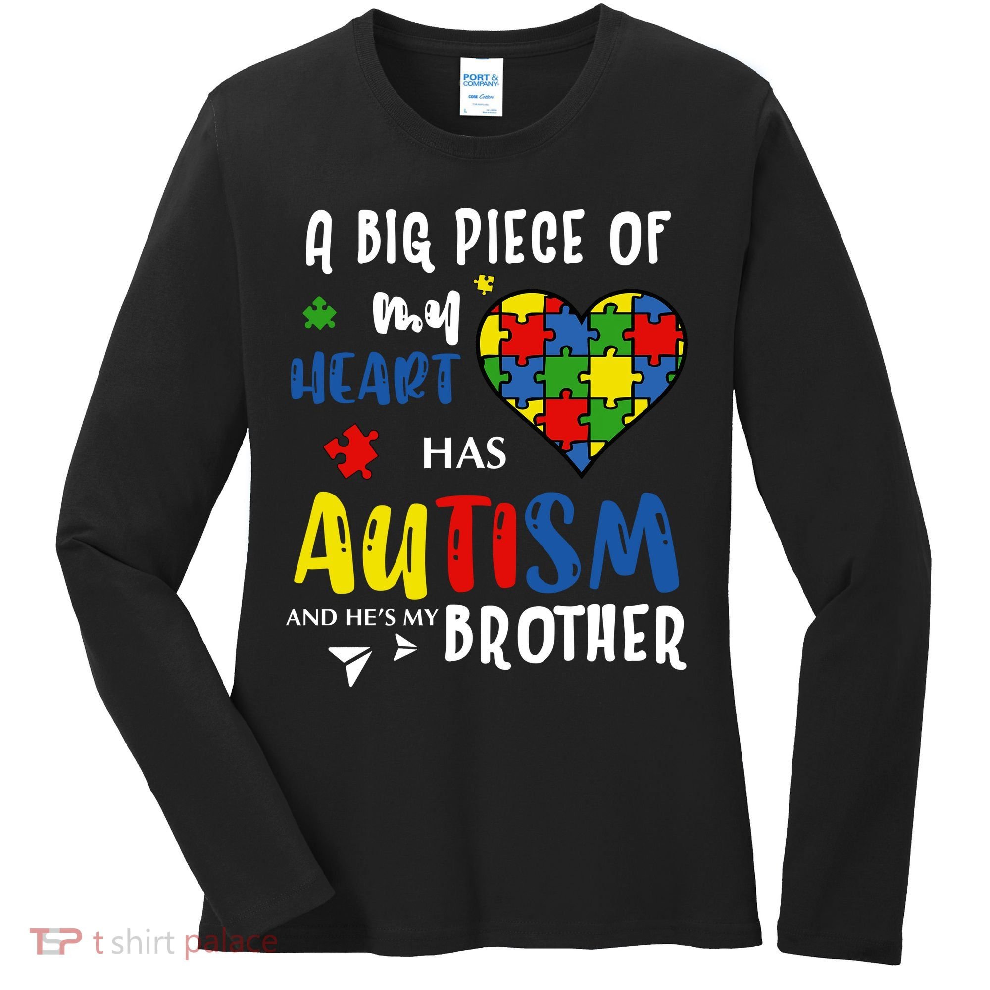 Autism Brother Heart Puzzle Autism Awareness Women's Long Sleeve Shirt