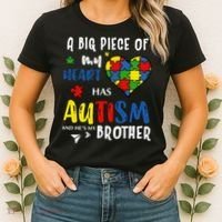 Autism Brother Heart Puzzle Autism Awareness Women's T-Shirt thumb 2