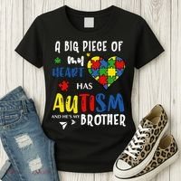 Autism Brother Heart Puzzle Autism Awareness Women's T-Shirt thumb 3