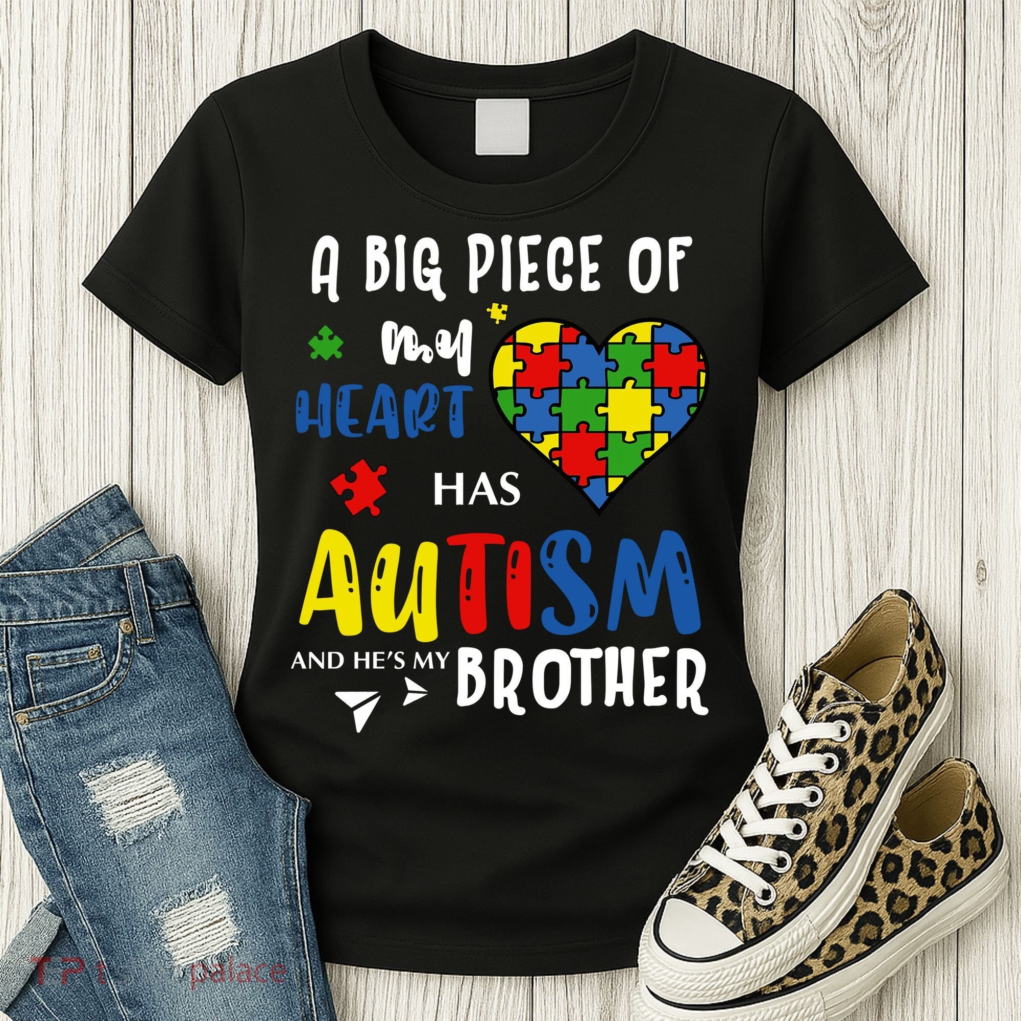 Autism Brother Heart Puzzle Autism Awareness Women's T-Shirt
