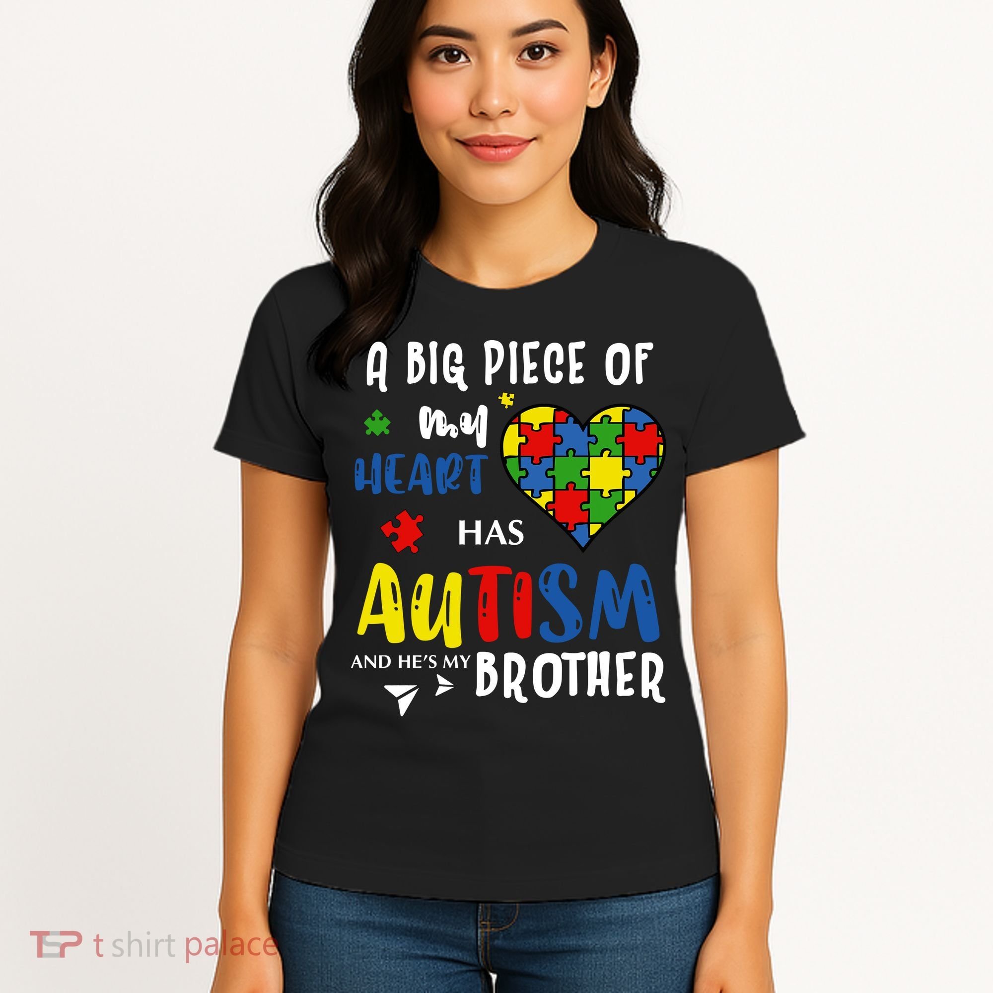 Autism Brother Heart Puzzle Autism Awareness Women's T-Shirt