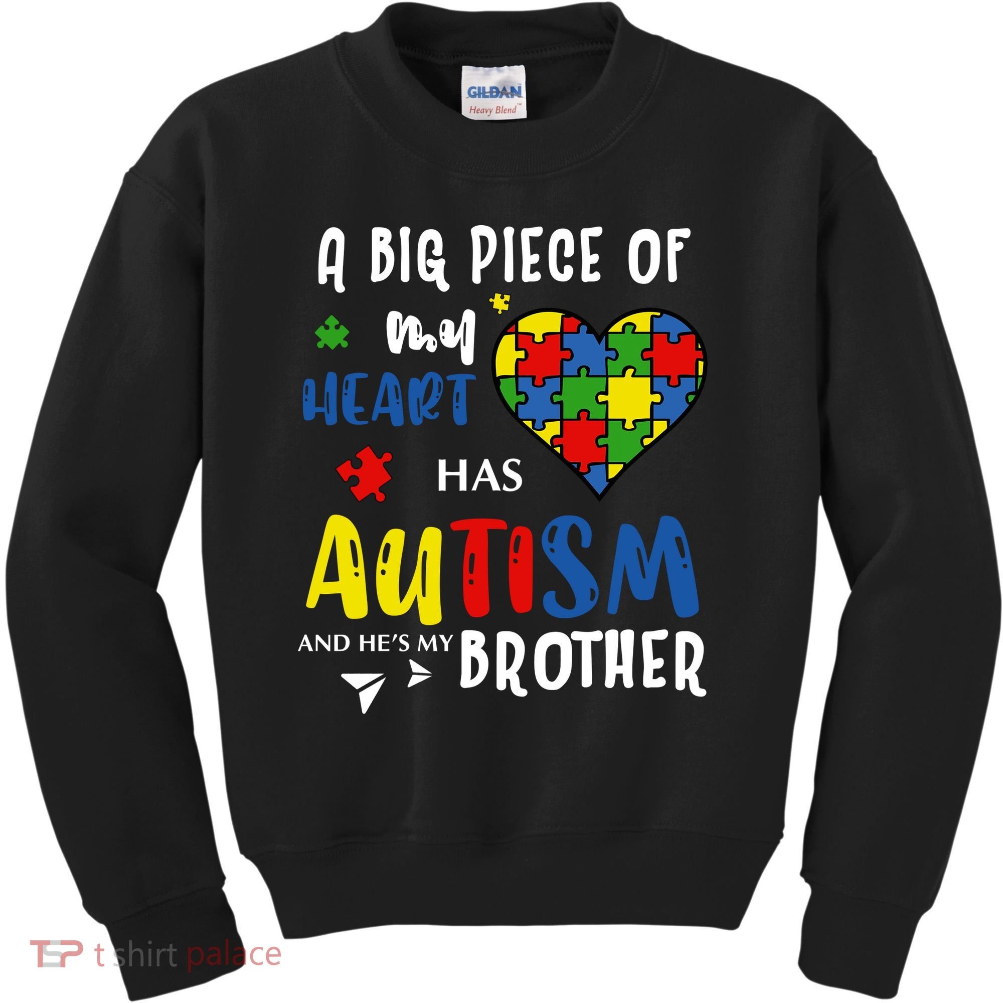 Autism Brother Heart Puzzle Autism Awareness Kids Sweatshirt