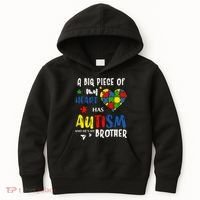 Autism Brother Heart Puzzle Autism Awareness Kids Hoodie thumb 0
