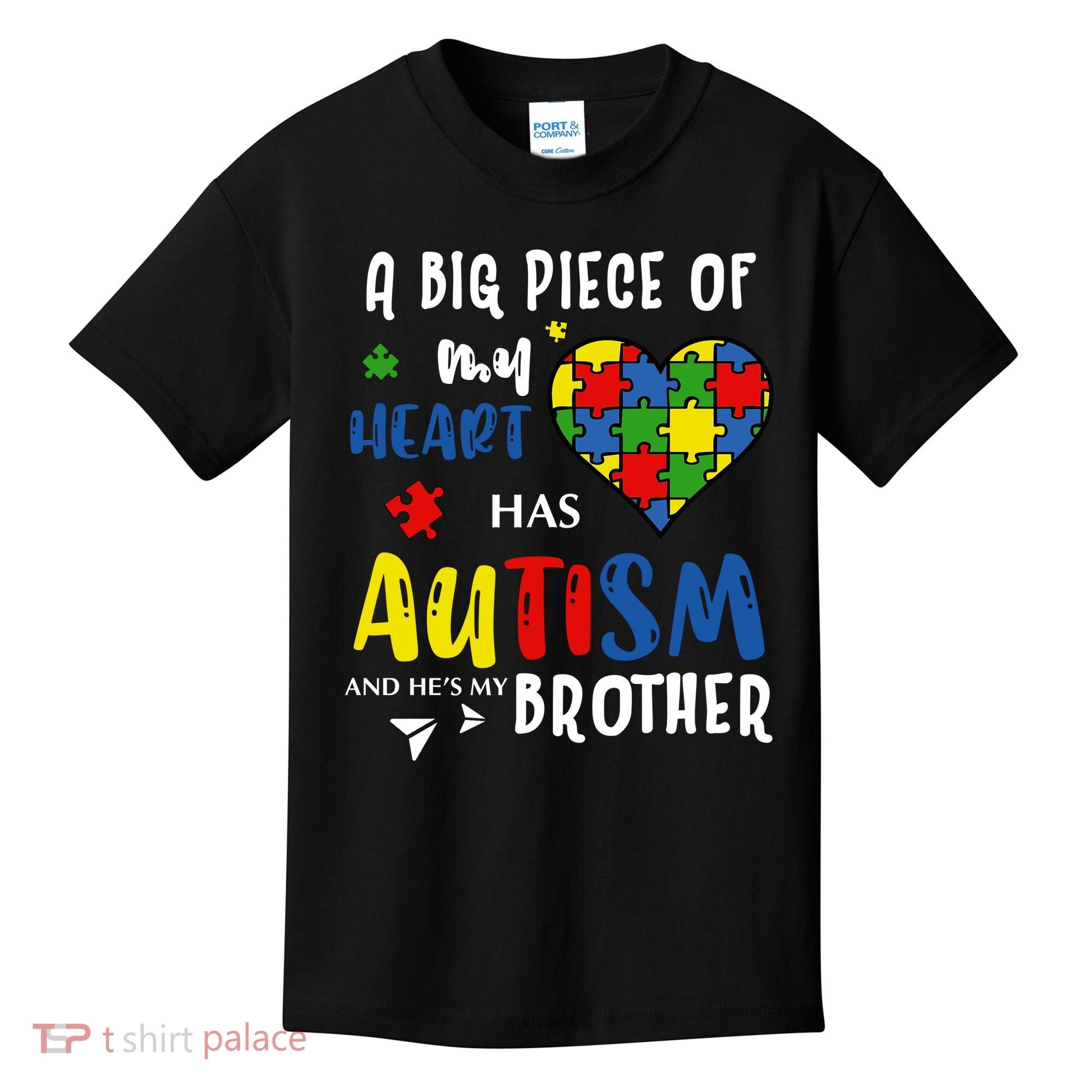 Autism Brother Heart Puzzle Autism Awareness Kids T-Shirt