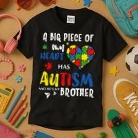 Autism Brother Heart Puzzle Autism Awareness Kids T-Shirt thumb 3