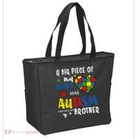 Autism Brother Heart Puzzle Autism Awareness Tote Bag thumb 2