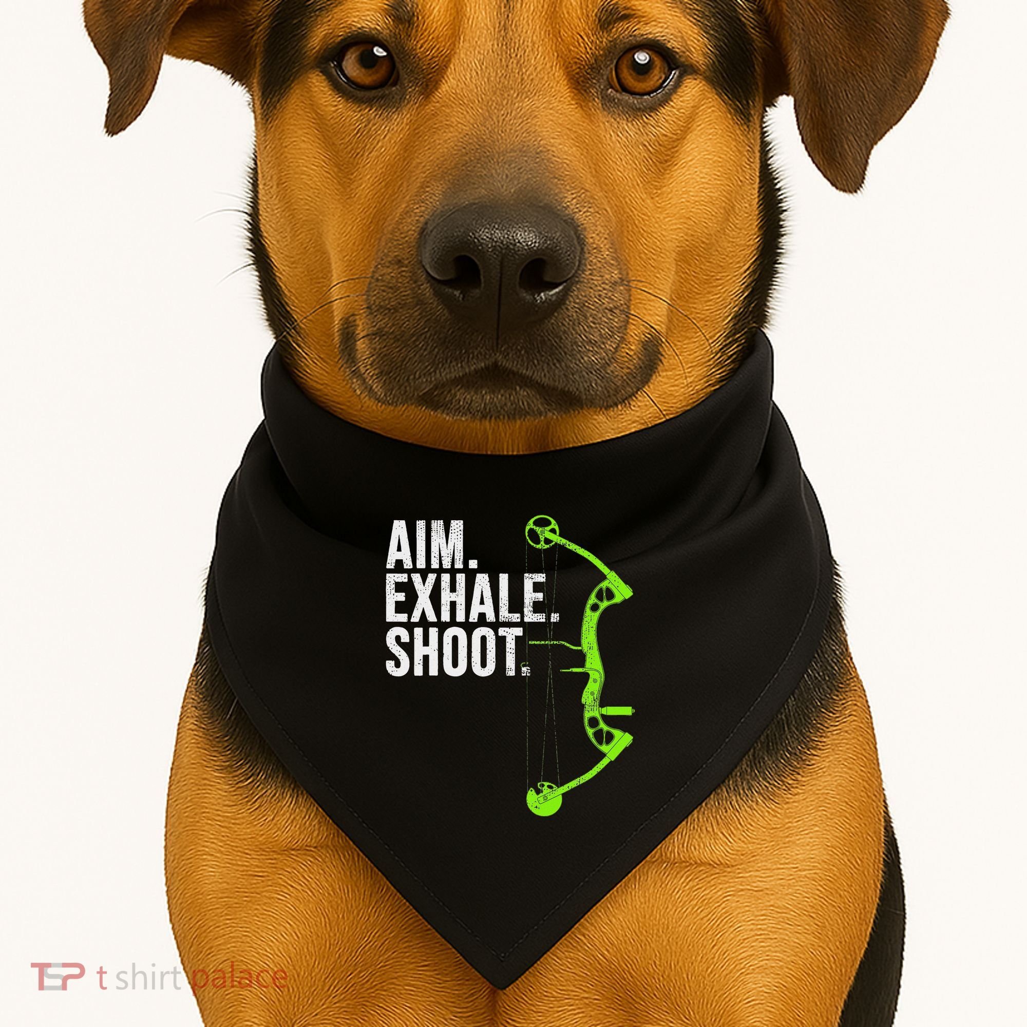 Archery Bow Hunting Aim Exhale Shoot USA-Made Doggie Bandana