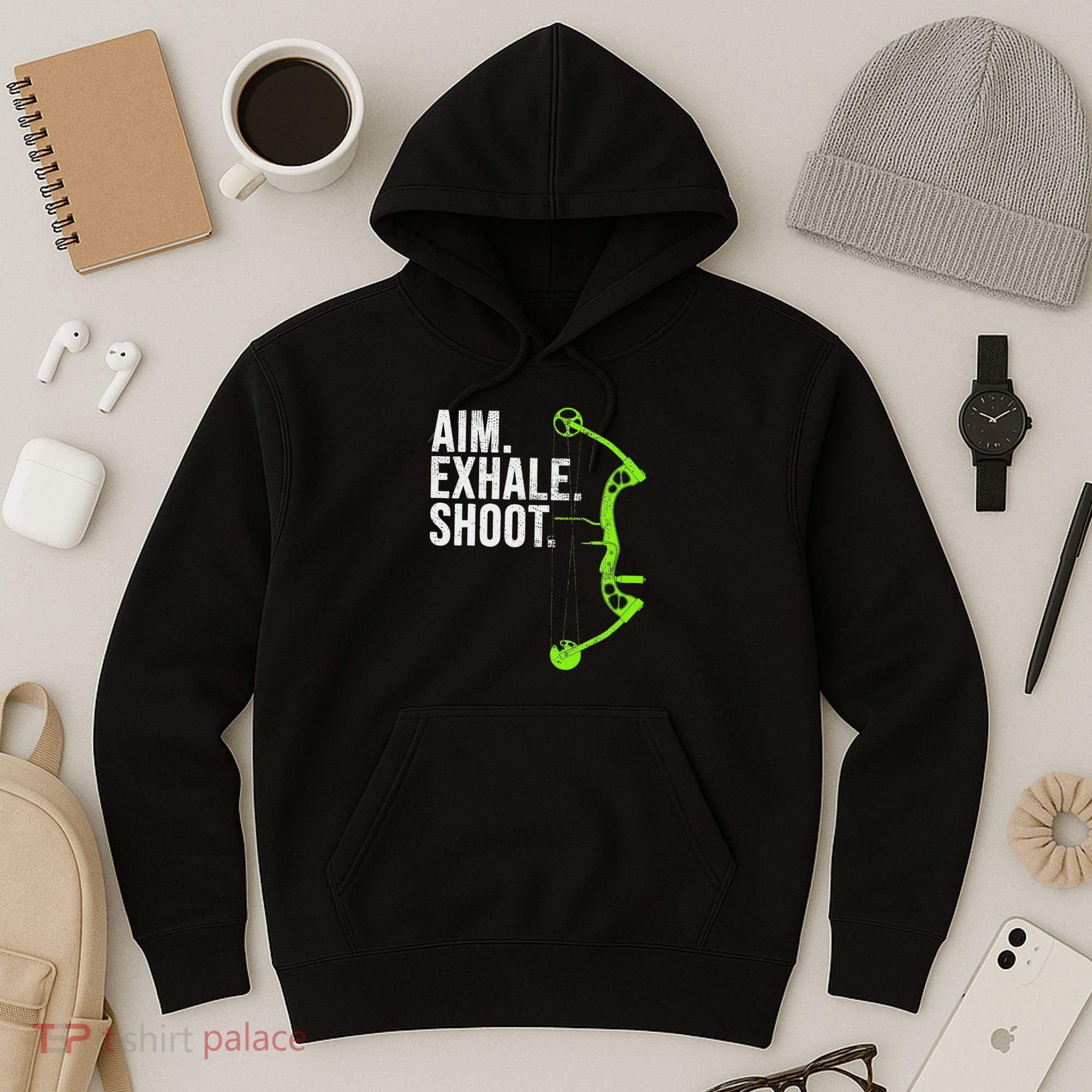 Archery Bow Hunting Aim Exhale Shoot Hoodie